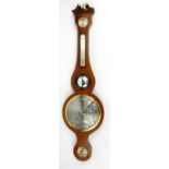 Victorian inlaid mahogany swan neck barometer, 95cm high : For Condition Reports Please visit www.