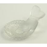 Lalique frosted glass butterfly pin dish, etched Lalique mark to base, 17cm diameter :For