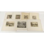 Large collection of Martyn Lack etchings from the 1950s to 1960s including street scenes, animals,