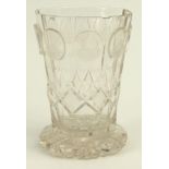 German cut glass and etched beaker decorated with panels including Sihlberg, Mariafhein, Monument