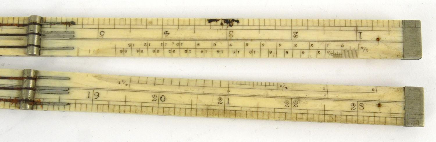 Victorian ivory folding ruler, W.W Worsnop Derby, 17cm long when closed :For Condition Reports - Image 2 of 20