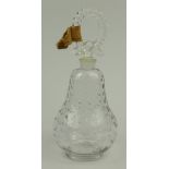 French Caron pear shaped glass scent bottle, Caron Made in France to base, 24cm high :For