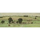 L. Russell Conway - Hand coloured engraving of a view from White Hill, Oxfordshire, pencil signed to