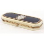 Georgian ivory gilt metal box with mirrored interior and floral panelled top, 9.5cm wide :For