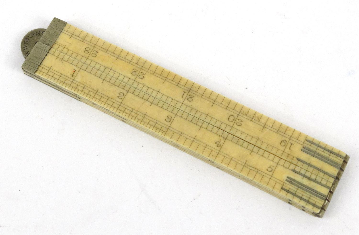 Victorian ivory folding ruler, W.W Worsnop Derby, 17cm long when closed :For Condition Reports - Image 19 of 20