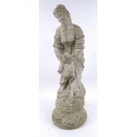 Large stoneware garden figure holding a dove, 84cm high : For Condition Reports Please visit www.