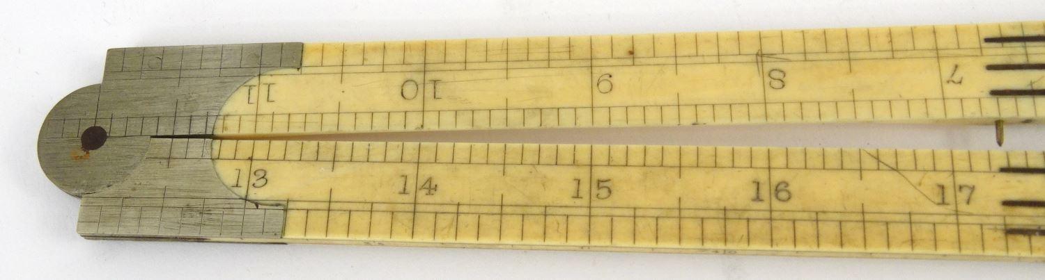 Victorian ivory folding ruler, W.W Worsnop Derby, 17cm long when closed :For Condition Reports - Image 6 of 20