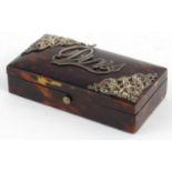 Tortoiseshell pin box with pierced floral silver mounts, 10cm diameter :For Condition Reports please