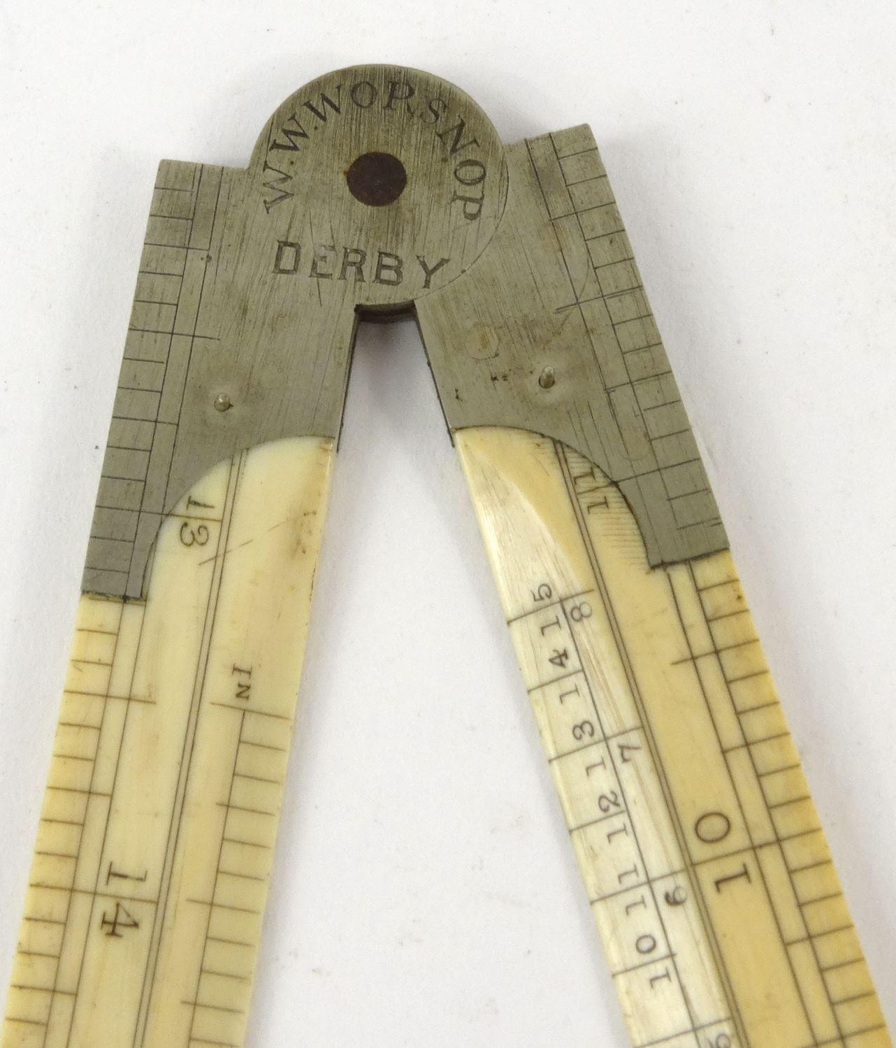 Victorian ivory folding ruler, W.W Worsnop Derby, 17cm long when closed :For Condition Reports - Image 17 of 20