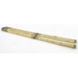 Victorian ivory folding ruler, W.W Worsnop Derby, 17cm long when closed :For Condition Reports