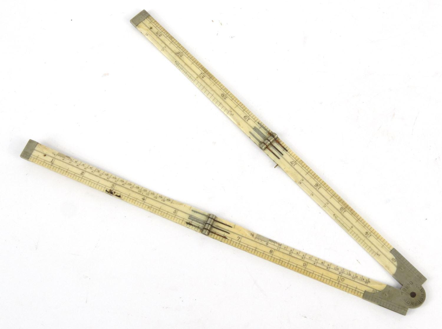 Victorian ivory folding ruler, W.W Worsnop Derby, 17cm long when closed :For Condition Reports - Image 16 of 20