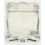 Rectangular shaped silver card case, hallmarked Birmingham 1902-03, 10.2cm long :For Condition