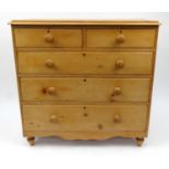 Victorian pine five drawer chest, 103cm high x 106cm wide x 44cm deep : For Condition Reports Please