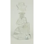 Art Deco clear cut glass scent bottle with fairy stopper, 15cm high :For Condition Reports please