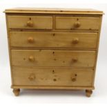 Victorian pine five drawer chest, 98cm high x 96cm wide x 47cm deep : For Condition Reports Please