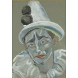 Athene Andrade - Pastel portrait of Pierrot the clown, framed, 36cm x 25cm excluding the frame :