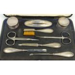 Cased silver nine piece ladies manicure set, S.B Birmingham 1945-47 :For Condition Reports please