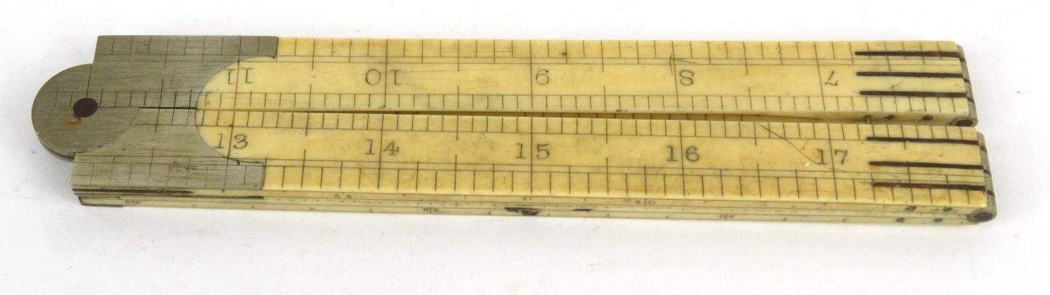 Victorian ivory folding ruler, W.W Worsnop Derby, 17cm long when closed :For Condition Reports - Image 14 of 20