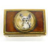 Essex Crystal brass bulldog matchbox, 4.5cm diameter :For Condition Reports please visit www.