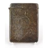 Large silver card case with floral chased decoration, W.N Chester 1898-99, 10.5cm high :For