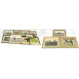 Group of horseracing interest vintage framed photographs including original black and white examples