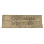 Horseracing interest Foinavon's stable wooden plaque, Chatham Stables, 65cm x 22cm :For Condition