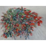 Pip Carpenter - Abstract watercolour of foliage, contemporary mounted and framed, 75cm x 55cm