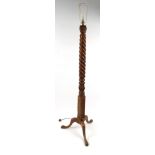 Mahogany barleytwist standard lamp, 173cm high : For Condition Reports Please visit www.