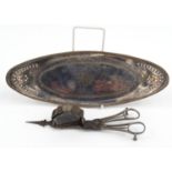 Early sheffield plated candle snuffer on tray, 26cm diameter :For Condition Reports please visit