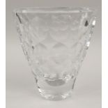 Stylish Orrefors clear glass vase with abstract design, etched and numbered to base, 26cm high :