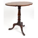 Victorian carved mahogany snap top occasional table with tripod base, 66cm high x 59cm wide x 45cm