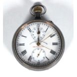 Fattorini & Sons gun metal stopwatch, 5.2cm diameter, approximate weight 107.5g