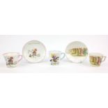 Group of Shelley nursery rhyme items comprising two cups and saucers and a coffee cup, the coffee