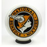 Advertising interest National Benzole Mixture three-sided advertising petrol pump globe, 42cm high