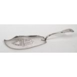 Georgian silver fish slice with pierced blade, HS London, 1814-15, 30cm long