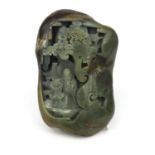 Oriental Chinese jade intaglio carving of Buddhas, 22cm high Generally good condition, no breaks