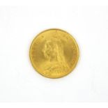 Queen Victoria 1887 shield back gold half sovereign