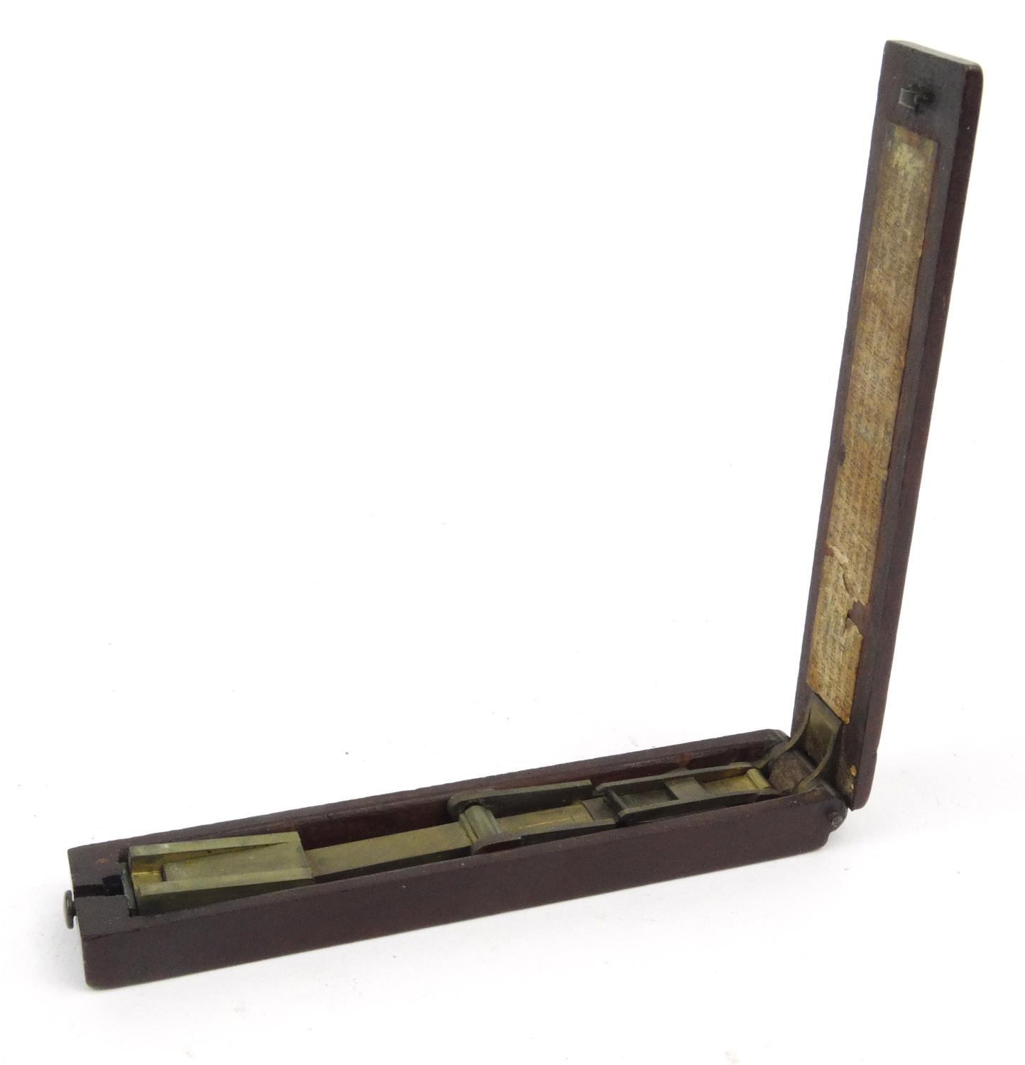 Set of Victorian wooden and brass folding sovereign scales, A. Wilkinson, Ormskirk, Lancashire, 13cm - Image 4 of 5