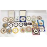Group of collector's plates including some boxed including Paragon, Spode, Wedgwood examples, mainly