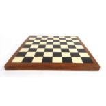 Wooden coromandel and ivory inlaid chess board, 34cm x 33cm