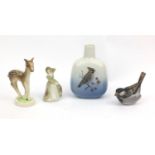 Group of collectable china including Copenhagen bird, Copenhagen vase and a Wade figure - Sarah, the