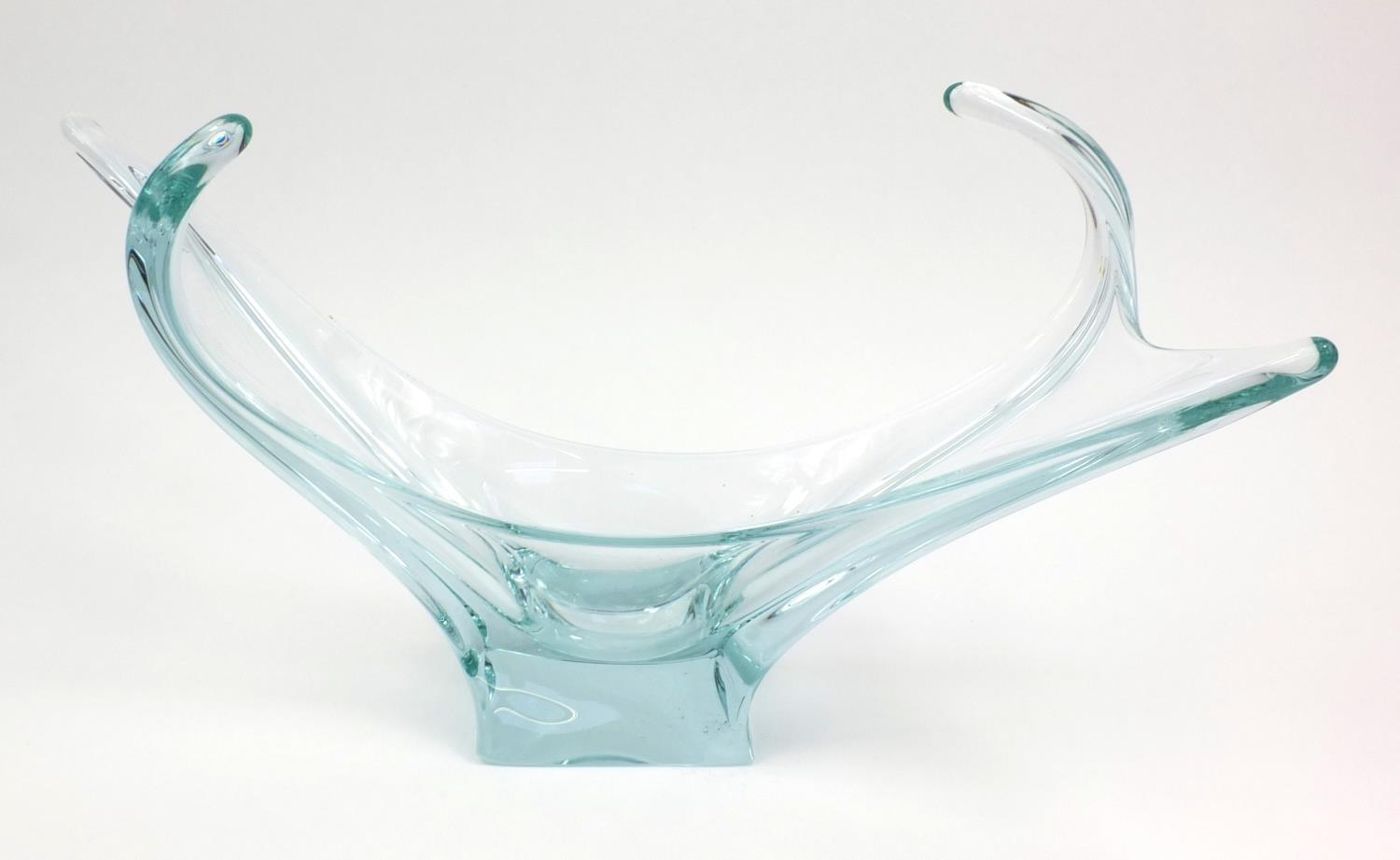 Heavy Pale blue art glass bowl, 50cm long - Image 3 of 7