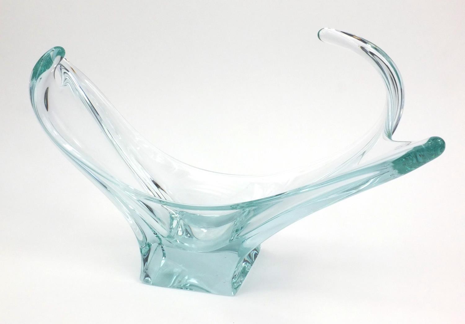 Heavy Pale blue art glass bowl, 50cm long - Image 7 of 7