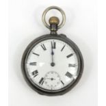 S. Paul & Johnson silver gentleman's open faced pocket watch, 5cm diameter, approximate weight 100.