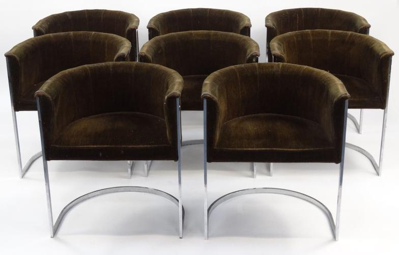 Set of eight vintage William Plunkett tub chairs with green upholstery, William Plunkett Furniture