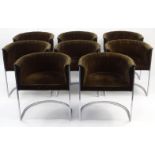 Set of eight vintage William Plunkett tub chairs with green upholstery, William Plunkett Furniture