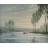 Roger Desoutter - Oil onto board titled 'A Summer Evening', Stacy Marks Gallery and other label to