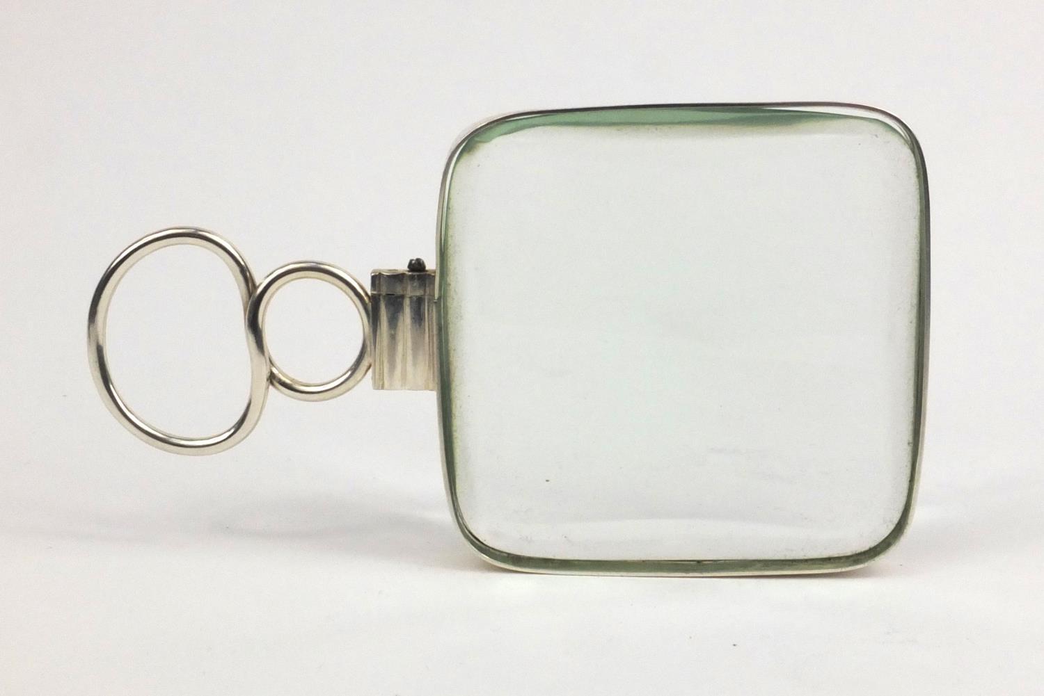 Square Victorian silver magnifying glass with original case, JWH London 1858, 13.5cm long - Image 2 of 5