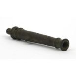 Military interest miniature Georgian bronze cannon, 8cm long