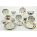 Selection of Newhall porcelain teaware including hand painted bread and butter plates, bowls, cups